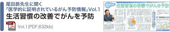 尾田恭先生に聞く「医学的に証明されているがん予防情報」Vol.1生活習慣の改善でがんを予防