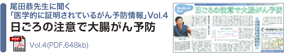 尾田恭先生に聞く「医学的に証明されているがん予防情報」Vol.4日ごろの注意で大腸がん予防